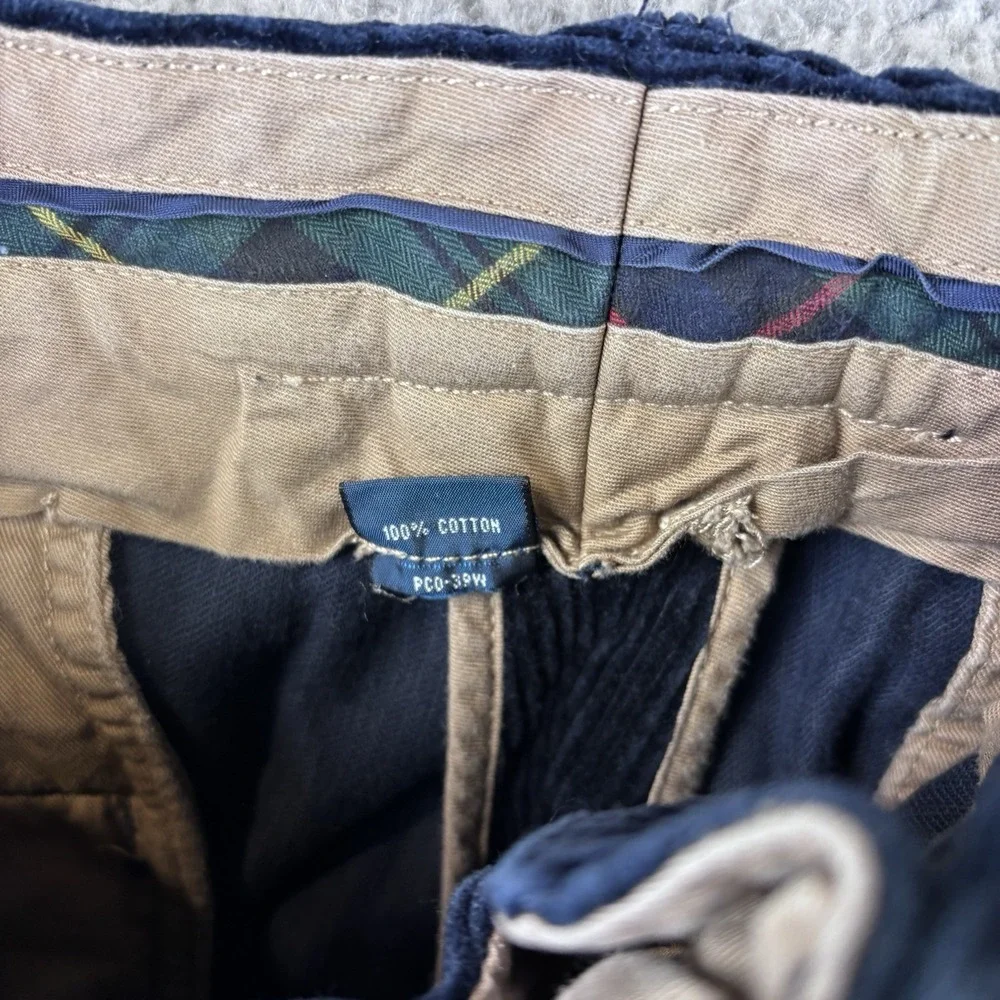 Vintage Polo‎ Ralph Lauren Preston Corduroy Pant Mens Size 35x30 Navy Flat Front